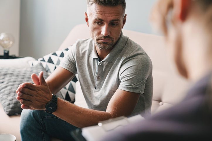 man having trouble with therapy